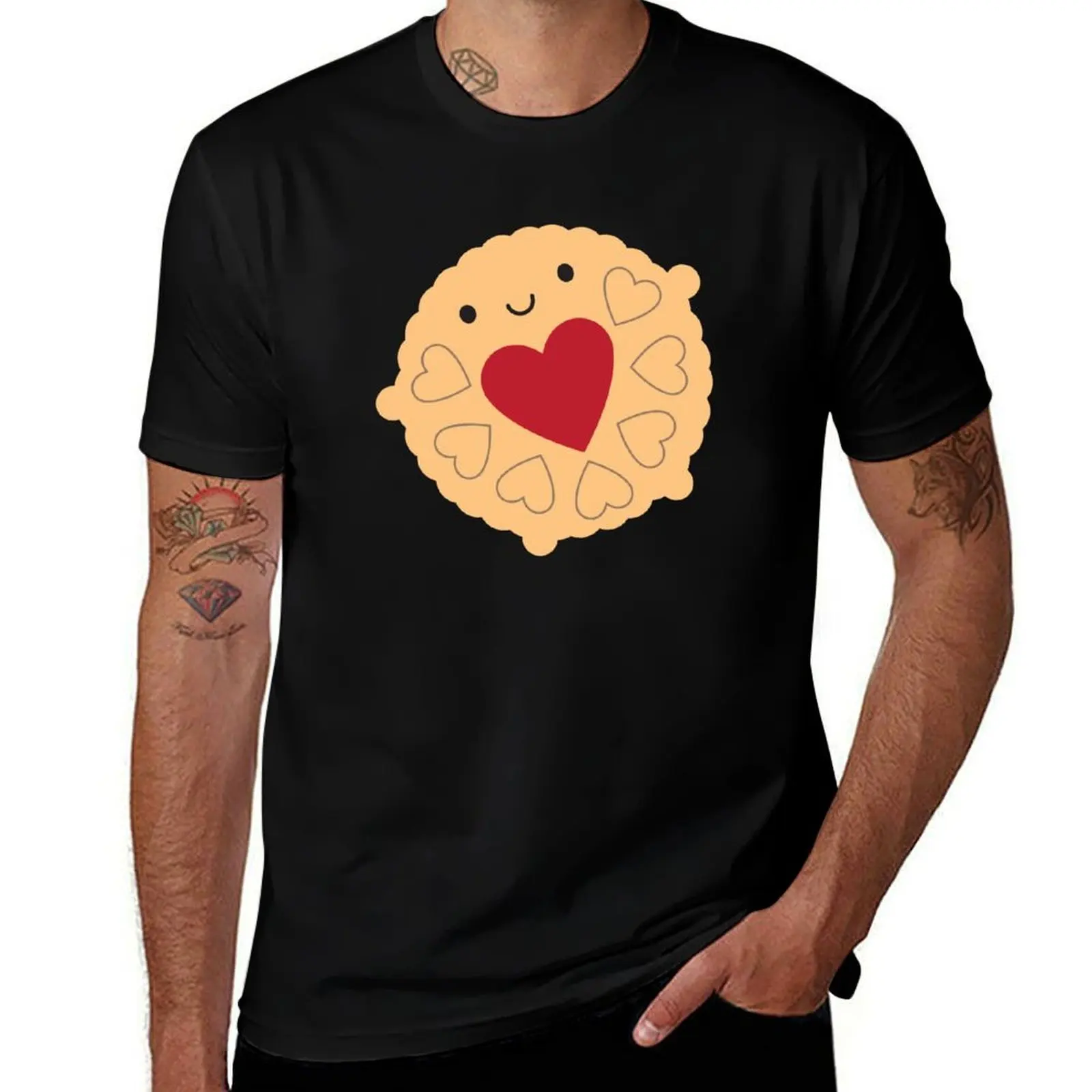 

Kawaii Jammie Dodger Biscuit T-Shirt man graphic t shirt cotton t shirts man 100% man t shirts for men T-Shirt