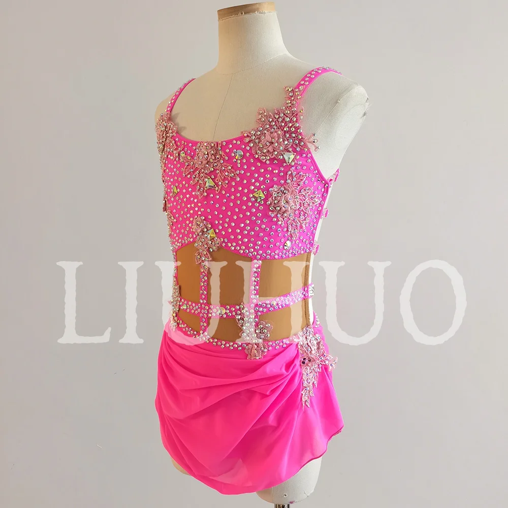 LIUHUO Pink Lyrical Dancing Dress for Performance Pole Costume Factory Customize JC260