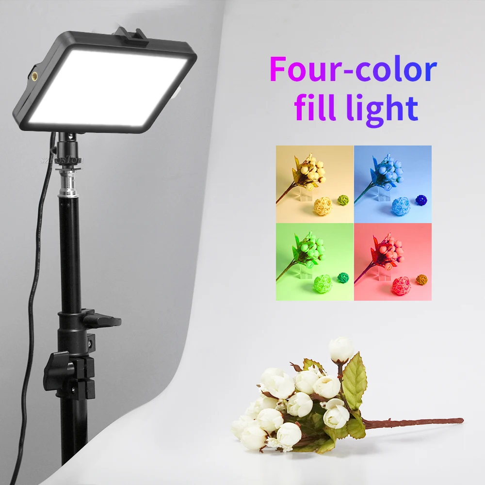 

LED Video Portable Photography Lighting Kit Dimmable 3000K-6000K USB 120 Beads with RGB Filters for Vlogging Live Streaming