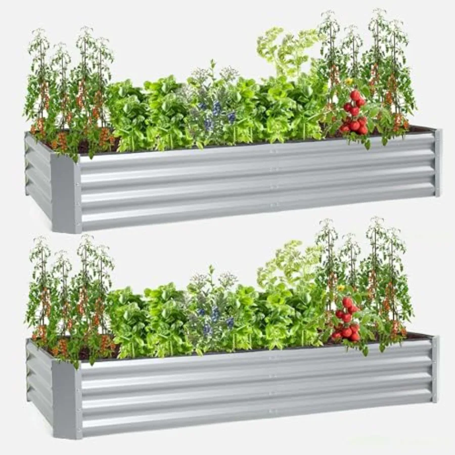 

Набор из 2-х оцинкованных металлических приподнятых грядок 6'x3' для овощей и фруктов, большой размер, простая сборка