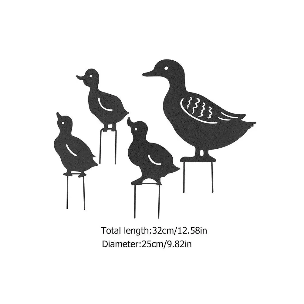 4Pcs Simulation Duck Decor Set Iron Art Outdoor Decoration for Garden Yard Courtyard Lawns Landscaping Decorations Hollow