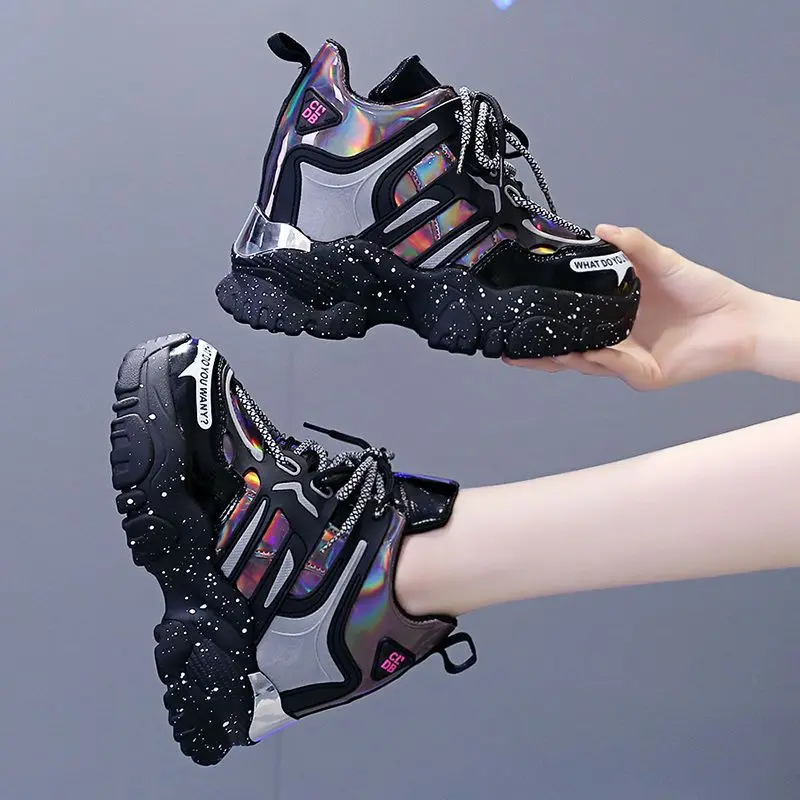 

Новинка 2023 года, женская обувь для папы, спортивная повседневная обувь с невидимым каблуком и толстой подошвой, осенне-зимняя универсальная обувь на толстой подошве