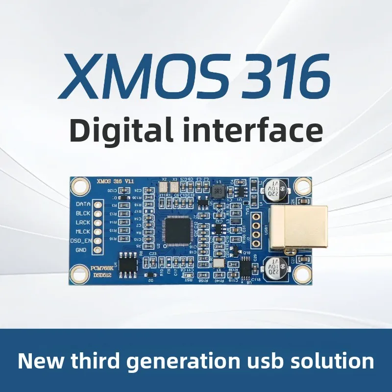 

XMOS XU316 USB Digital Interface Supports DSD512 Compatible with Amanero Subcard Gold-Plated 4-Layer PCB