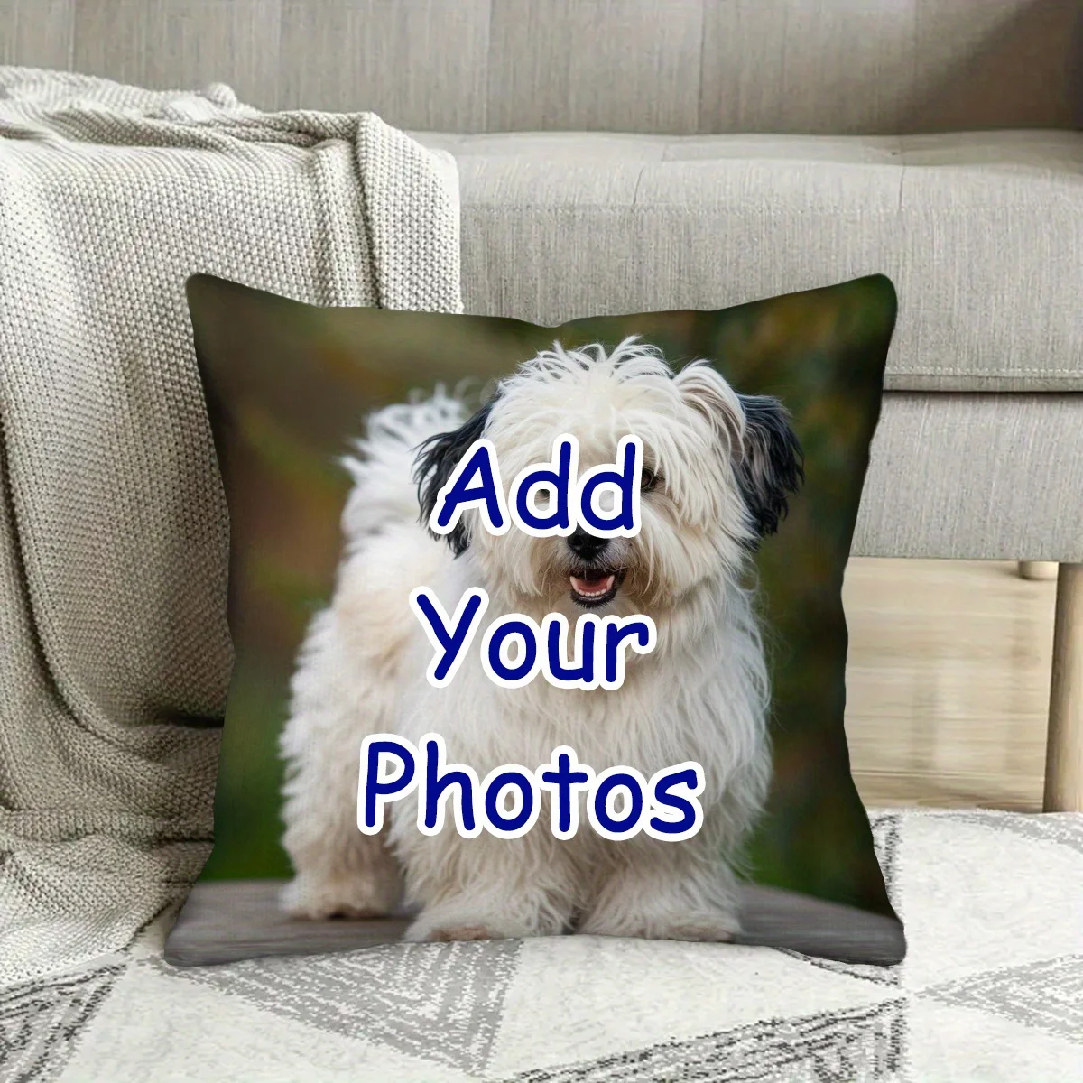 Customized pet photo pillow with customizable dog and cat patterns, 18x18 inch pet commemorative gift, upload your photos, suita