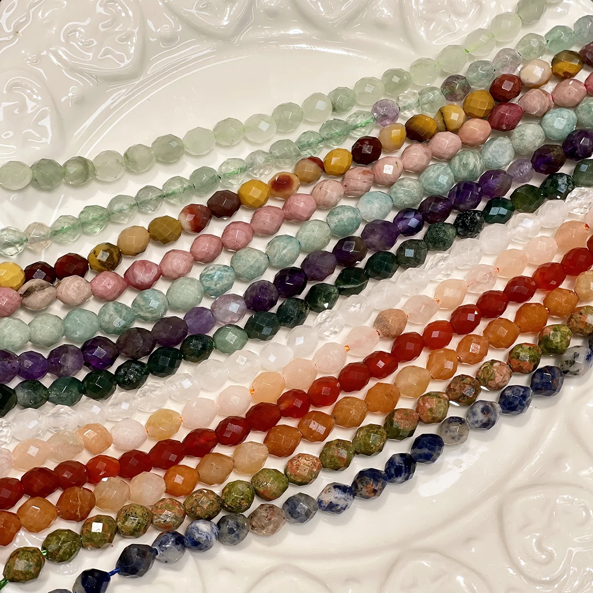 Natural Semi-Precious Dialogite/Prehnite Diamond Beads 6.5x7.5mm For Jewelry Making DIY Necklace Bracelet Earrings Accessory