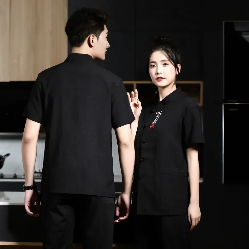ملابس طهاة الفندق بأكمام قصيرة، زي الشيف لخدمة الطعام، ملابس المطبخ والطبخ، بأكمام قصيرة، ملابس عمل قابلة للتنفس
