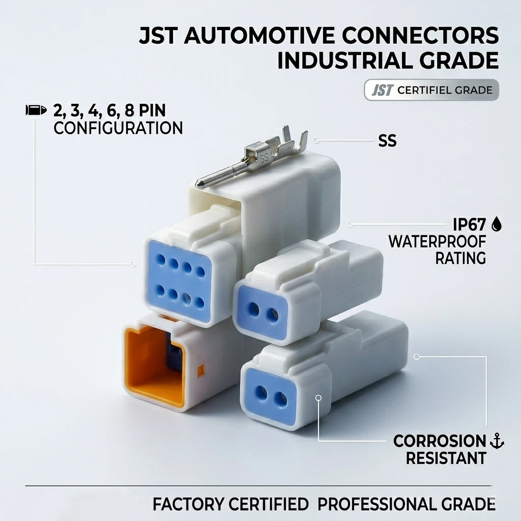 

10PCS JST Series Electrical Connector 2/3/4/6/8PIN IP67 Waterproof Automotive Sealed Plug with Pin Terminals Flame Retardant