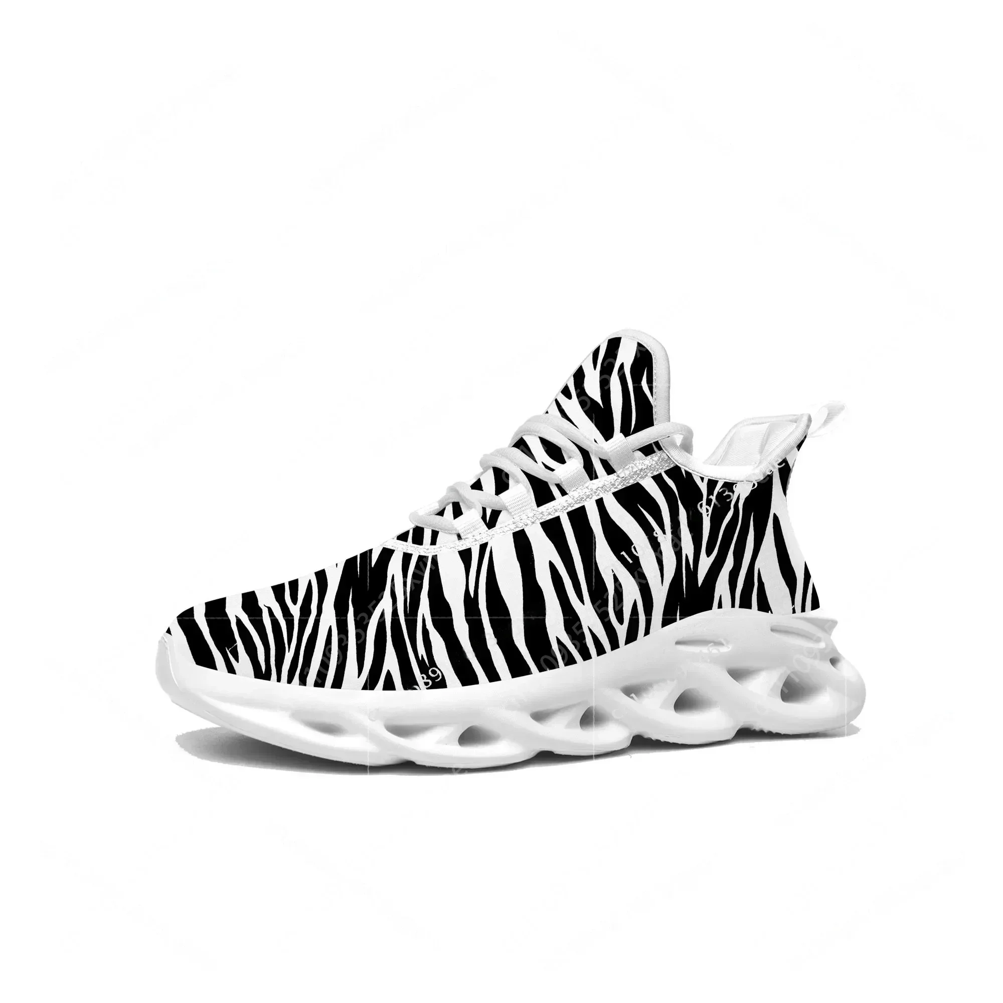 Zebra Print 3D Flats Sneakers Mens Womens Pop Sports Running High Quality Sneaker Lace Up Mesh Footwear Tailor-made Shoe White