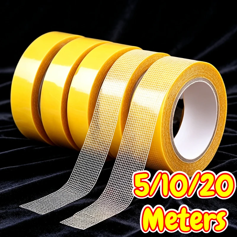 Office Tapes Strong Fixation Translucent Mesh Waterproof Traceless Powerful Grid Carpet Double-sided Tape Powerful Adhesive Tape