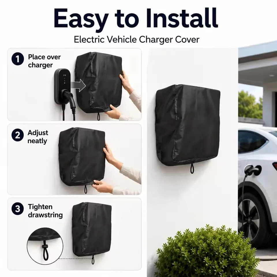 Electric Vehicle Charger Cover, Waterproof Rainproof Sunproof Dustproof, Wall Mounted Outdoor EV Charging Station Protective