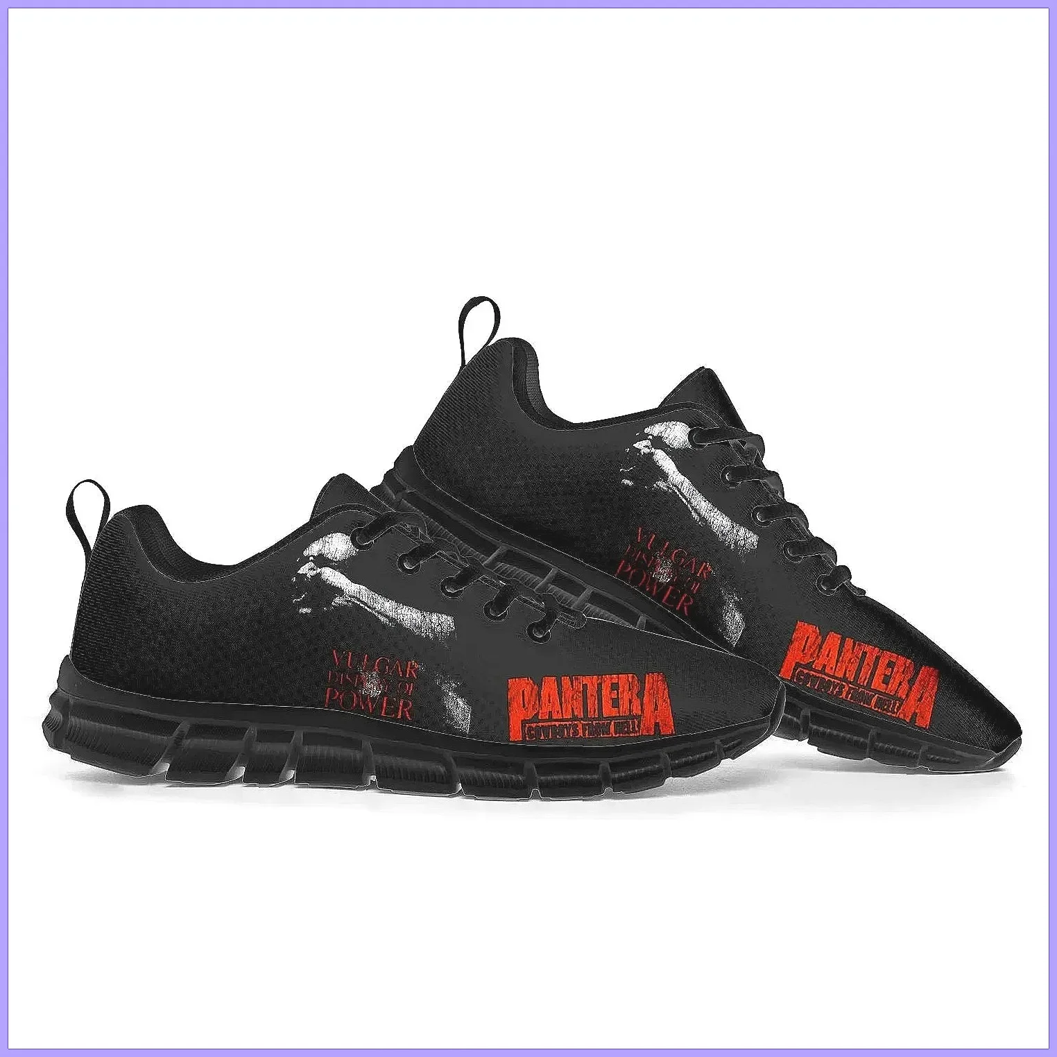 Pantera Metal Band Pop Sports Sneakers for Men & Women, Customizable High-Quality Casual Couple Shoes in Black view 3