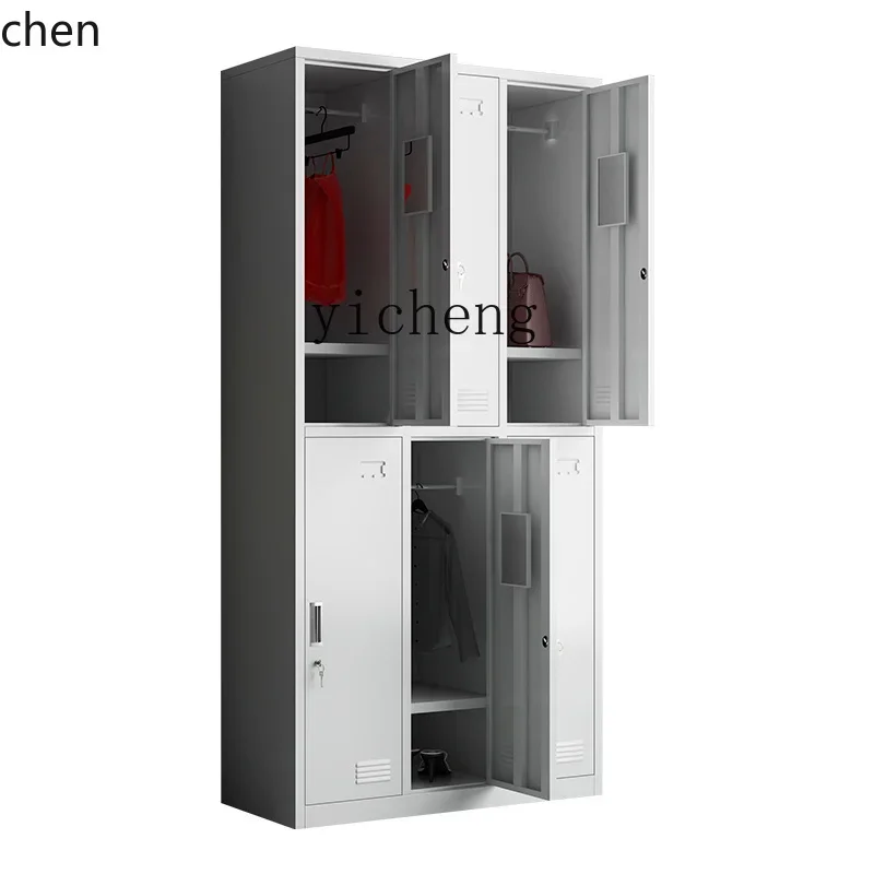 HT Employee Locker with Lock Storage Cabinet Multi-Door Combination Metal Steel Office File Cabinet