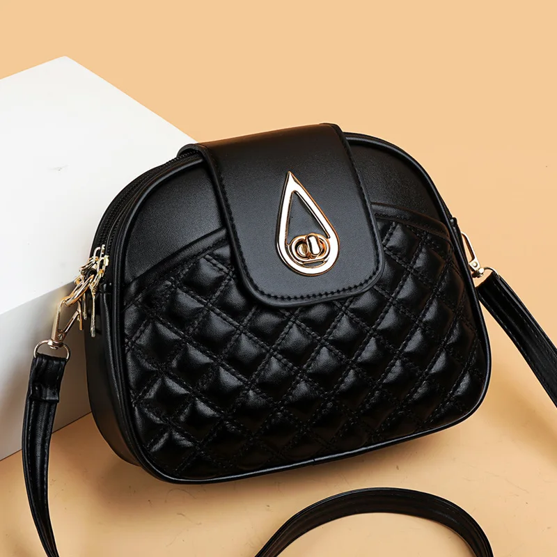 2024 New Fashion Versatile Light Luxury Retro Lingge Handbag Three Layer Single Shoulder Diagonal Straddle Small Round Bag