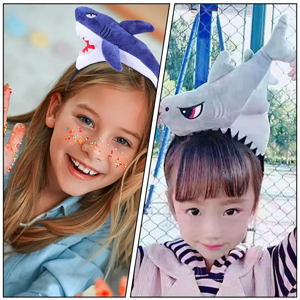 

2pcs Cartoon Shark Dinosaur Hairbands Kids Animal Headbands Accessories Costume Play Photo Props Gift Hair Tools