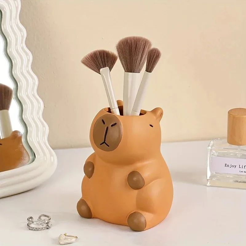 Capybara desktop ornament – a cute and calming decorative figurine for office, shop, or workstation; doubles as a pen holder