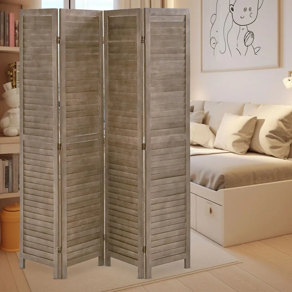 

4 Panel Room Divider 5.75 Ft Tall Privacy Wall Divider 68.9 x 15.75 Brown
