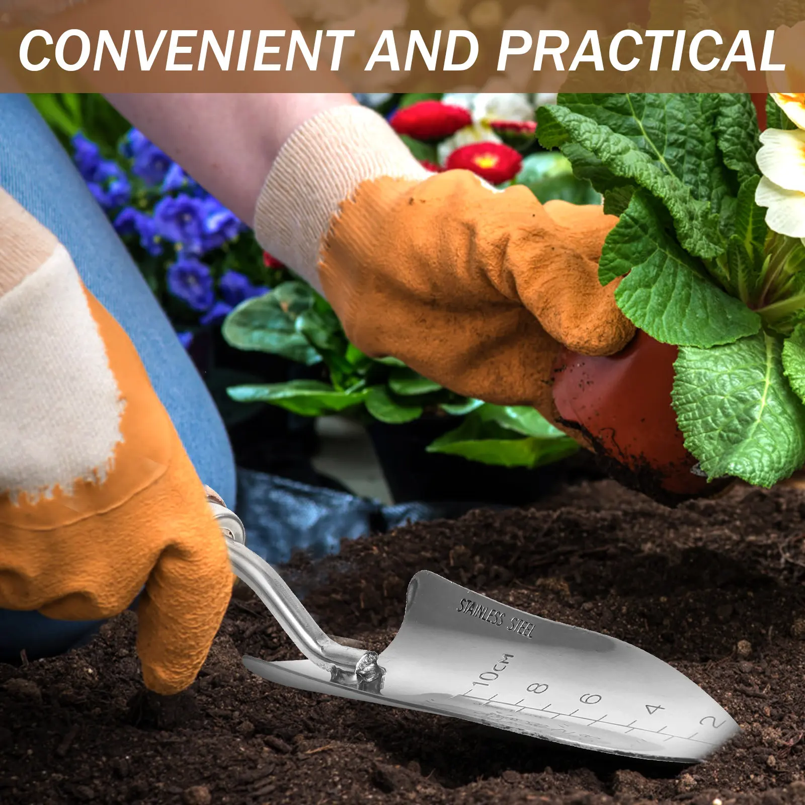 

Маленькая садовая лопатка из нержавеющей стали с деревянной ручкой для посадки, рыхления почвы, прополки, ручной инструмент для садоводства