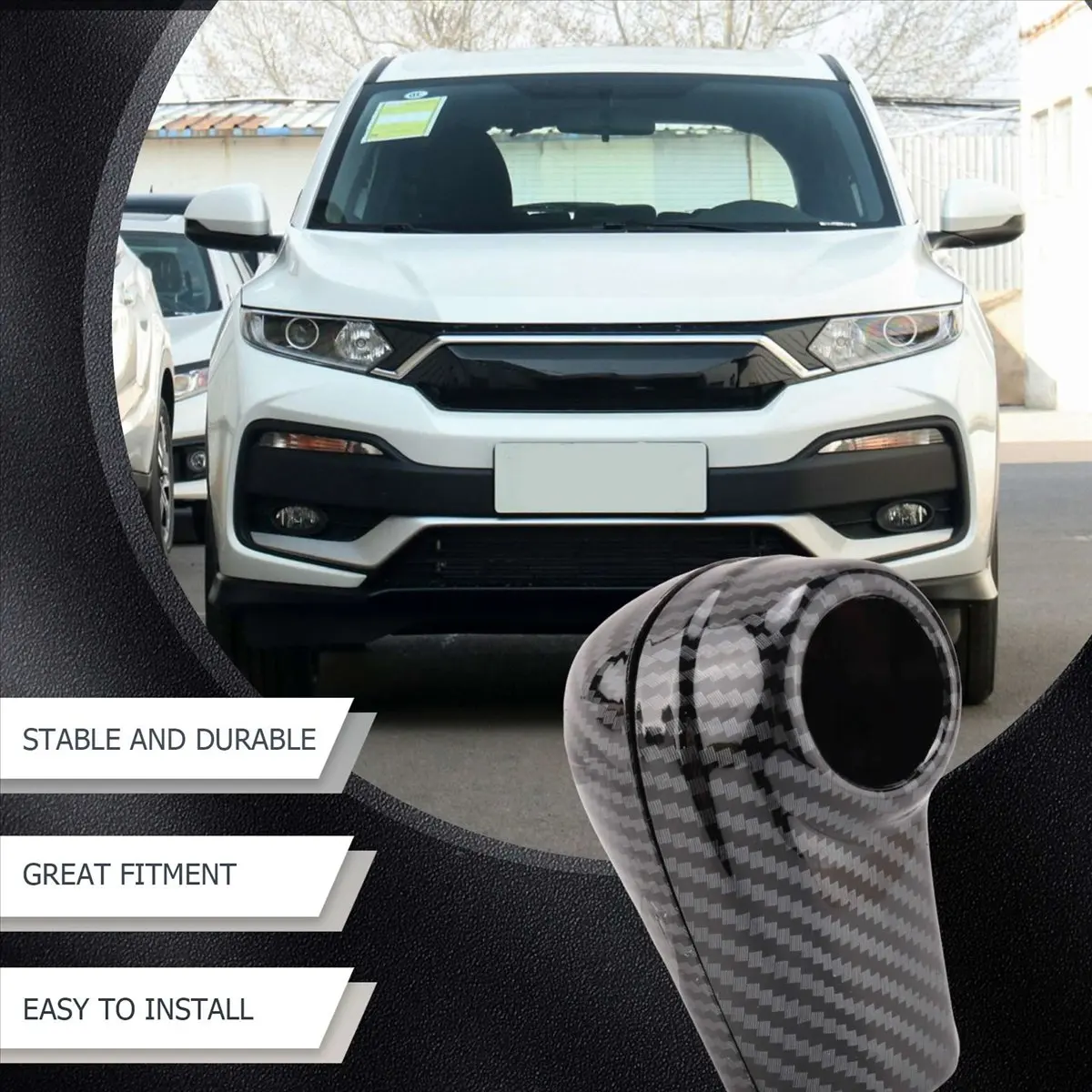 Compatible for Honda HRV HR-V Vezel 2014 to 2018 2019 2020 ABS Carbon Fiber Gear Shift Knob Cover