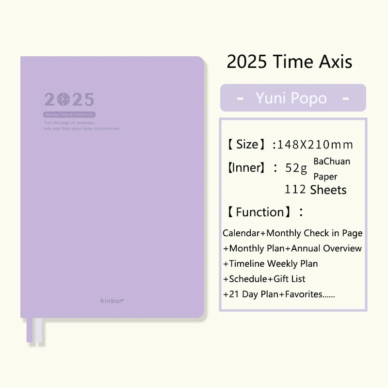 Kinbor Notebook 2025 Time Plan Week Planner Daily Agenda 2 Pages Per Week Account Student Time Record Book Work Notes Office