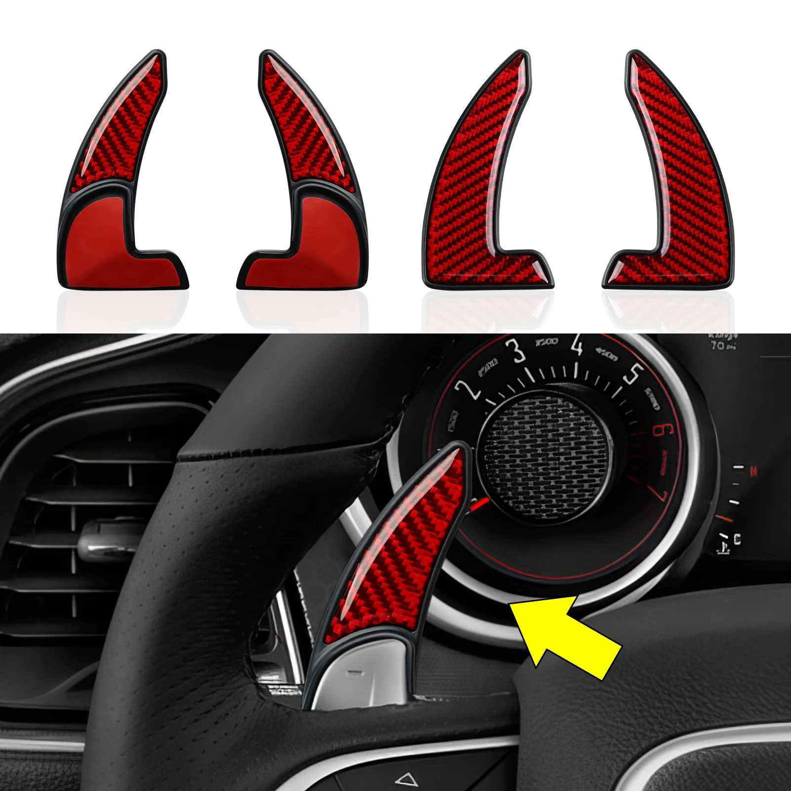 Palettes de changement de volant de voiture en Fiber de carbone, pour Dodge Challenger Charger Durango Chrysler 300 200 /Jeep Cherokee, accessoires