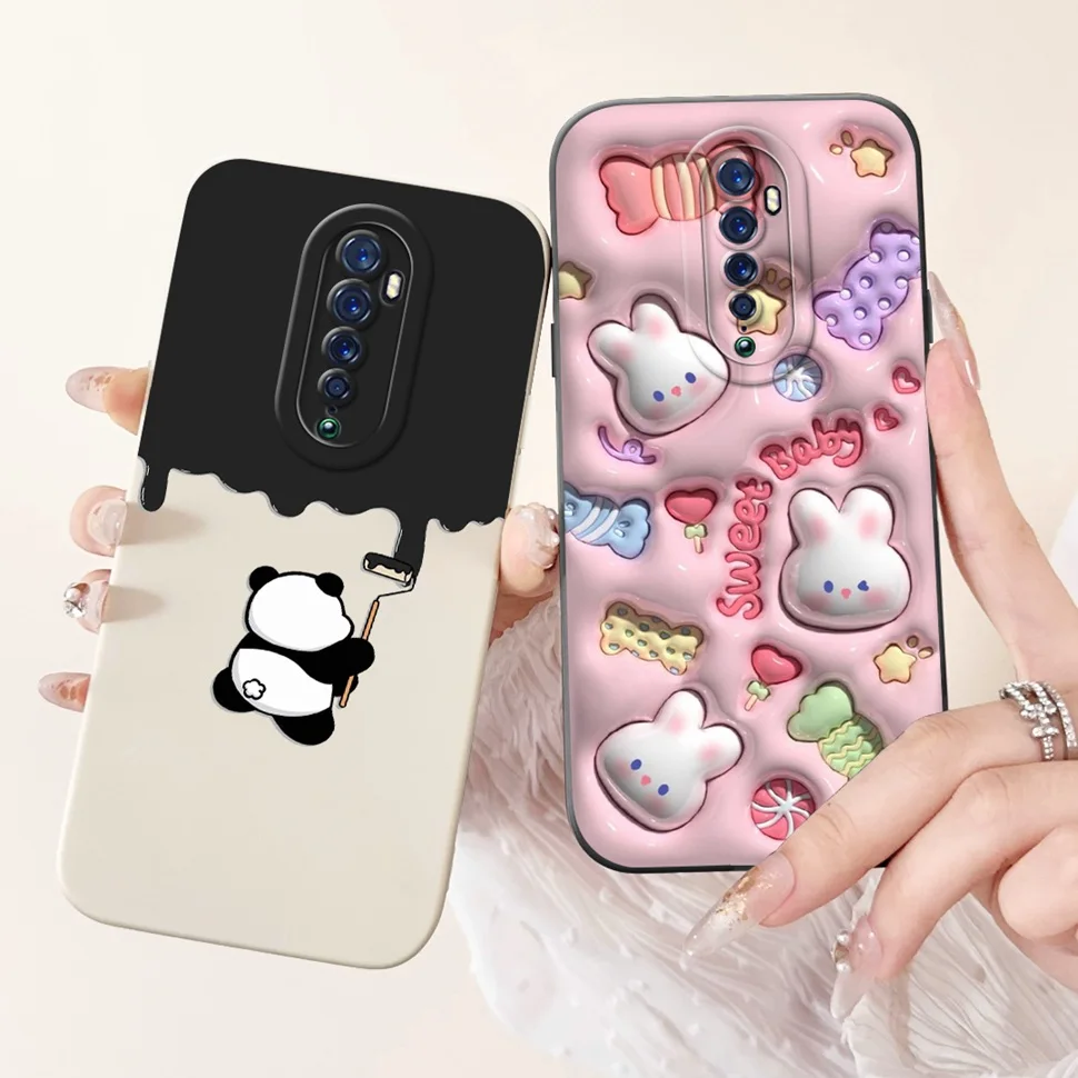 For Oppo Reno 2 Case Cute Fashion Panda Cartoon Cover Soft Silicone Case For Oppo Reno2 Reno 2 PCKM00 CPH1907 Back Cover Coque