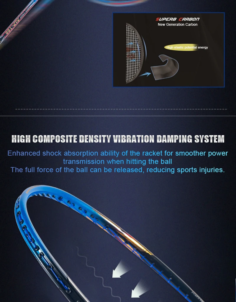 ALPSPORT AIR 10U Ultraleicht 52g T800 Badminton-Schläger Schneller Rebound Importiert Maximal 28lbs 100% Pro Kohlefaser + Titanium Schläger Für mittlere bis fortgeschrittene Spieler – Detail 10