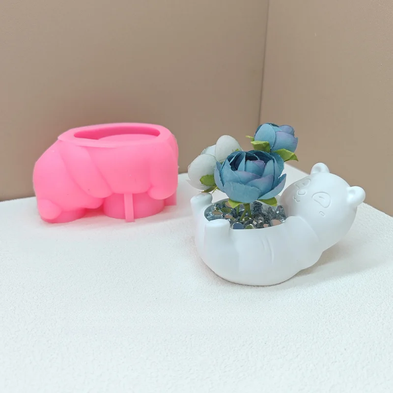 

Очаровательный горшок для суккулентов с мультяшной собакой и силиконовые формы для чашек для свечей с белым медведем — набор для поделок своими руками и изготовления свечей