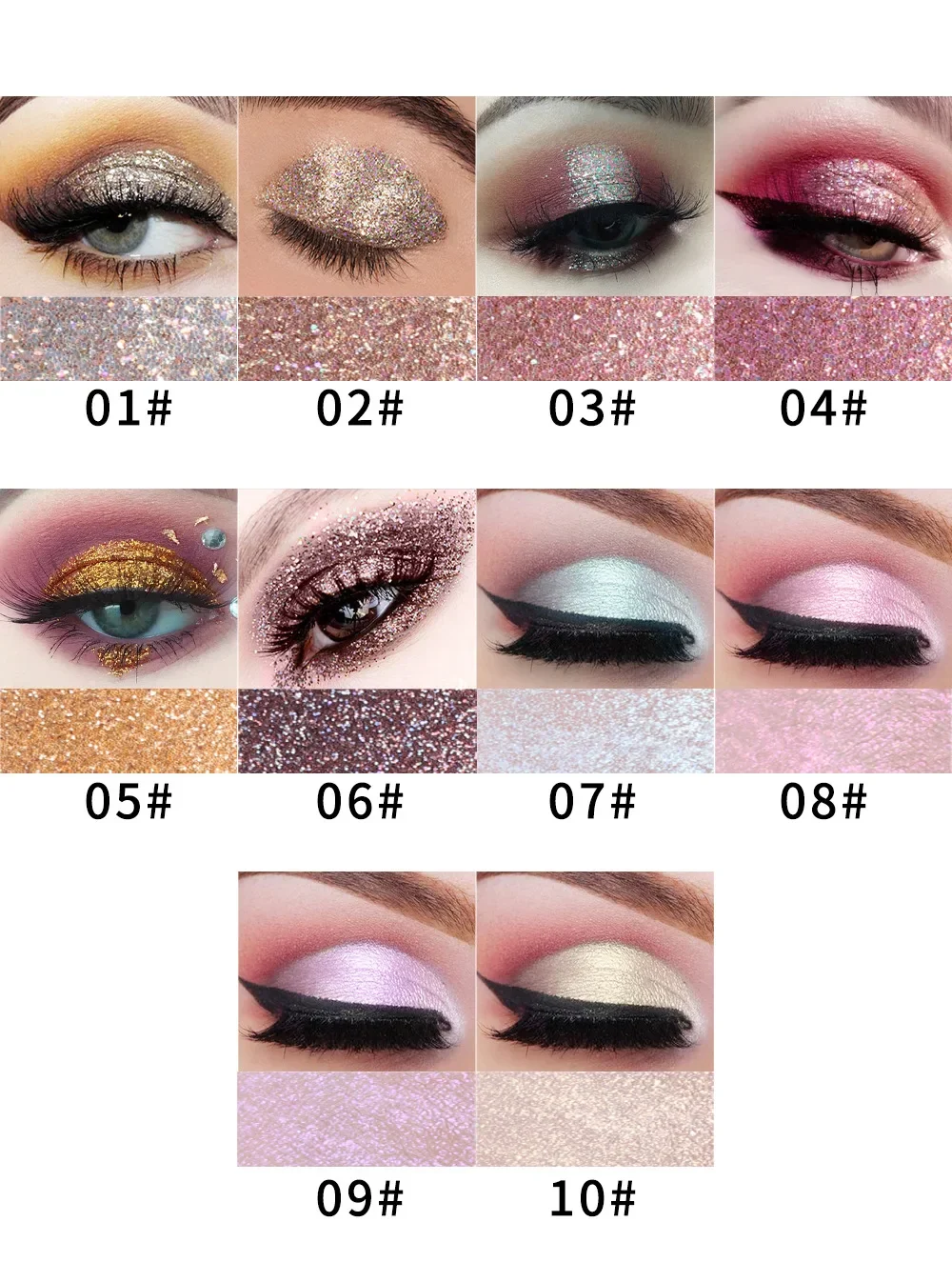 MISS ROSE Diamond Shimmer Sparkle Sequin Glitter Eyeshadow Gel Make-up High Lighter Pigment Shiny Shimmer Eye Shadow Cosmetic