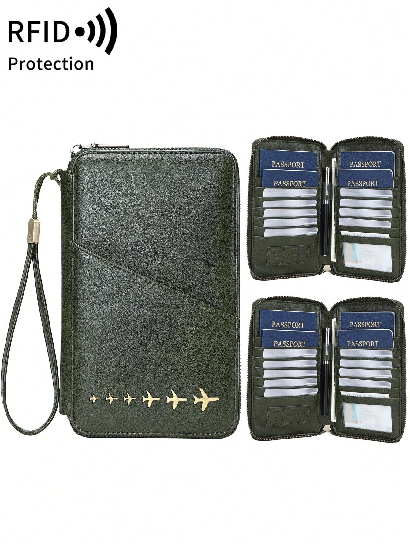 

New Family Passport Holder Wallet RFID Blocking Travel Document Storage Bag Women Men Multifunctional PU Leather Passport Wallet