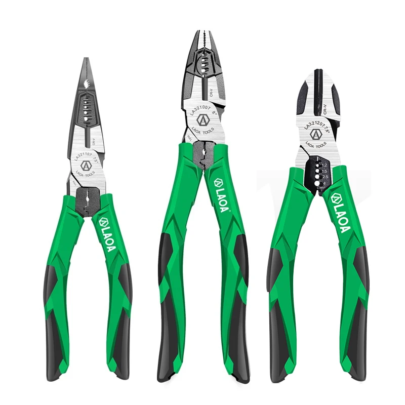 LAOA-Alicate de nariz longo multifuncional, fio eletricista, cortador Stripper, Terminal Crimper, cortador, CR-V Material, 8 "Nippers, 6 em 1