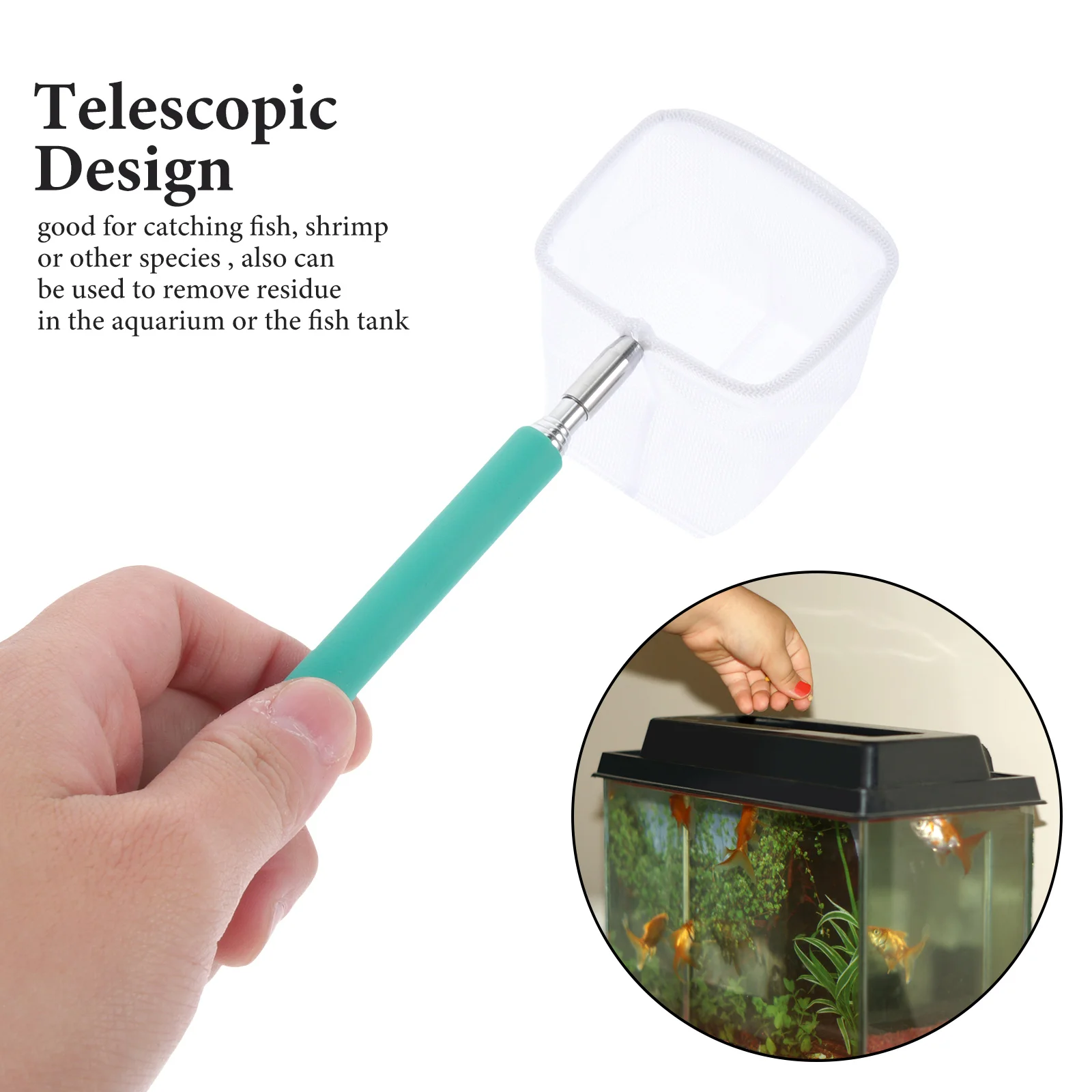 

Retractable 3D Fish Fishing Net Square Aquariums Tanks Telescopic Nets Accessories for