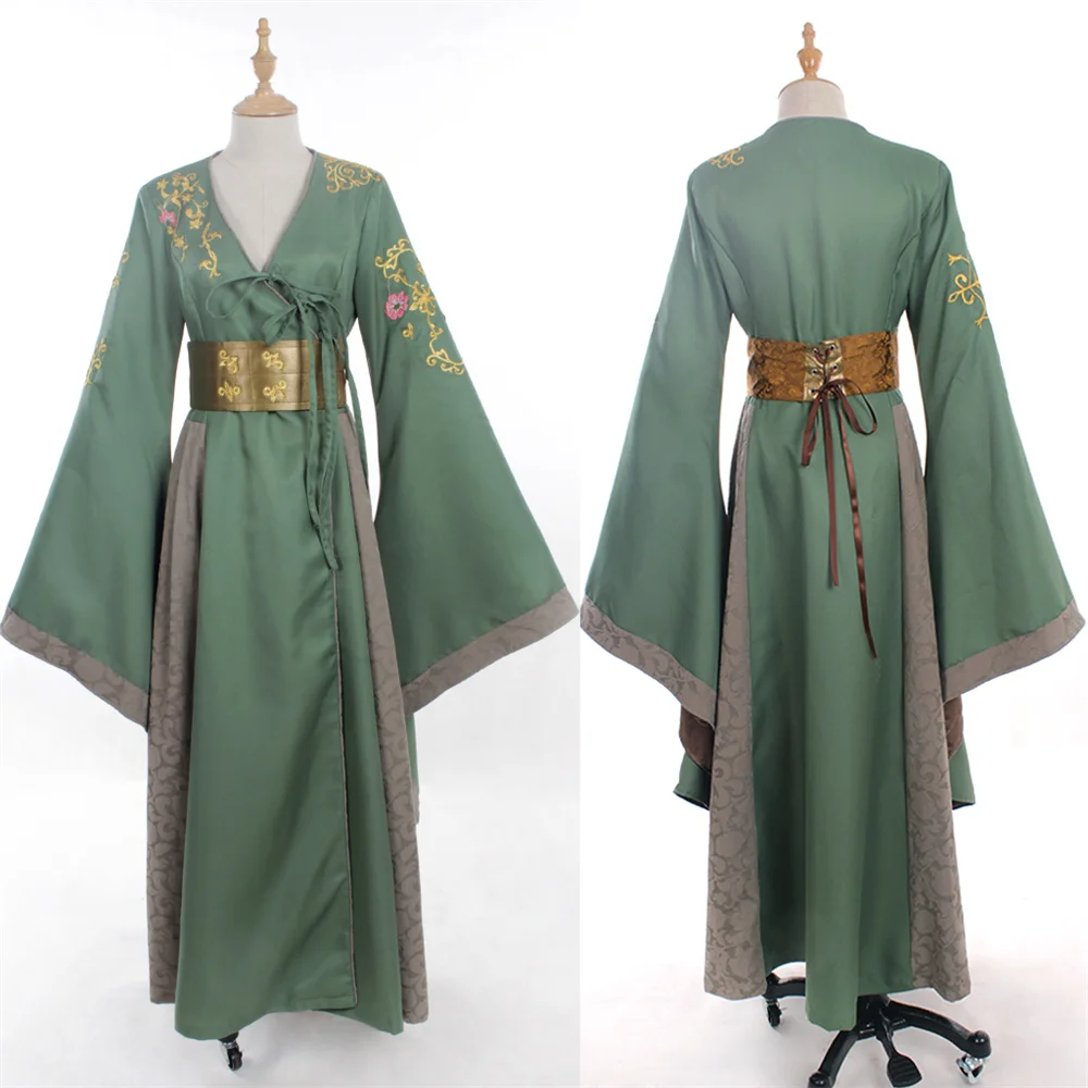 TV Cersei Lannister Costume Cosplay Abito verde da donna Vestito da palcoscenico per feste di Halloween