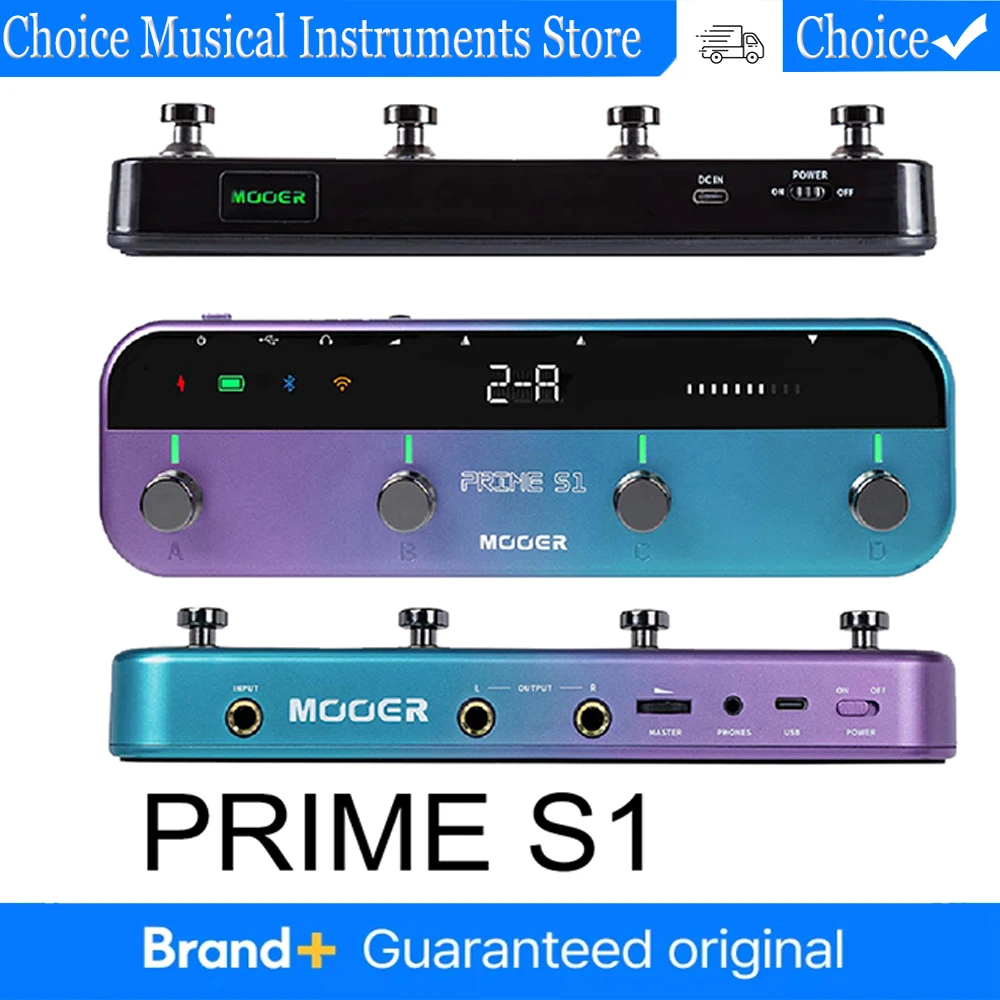 

Гитарные педали эффектов MOOER Prime S1 с функцией LOOPER, 128 гитарных эффектов, драм-мейкер, тюнер, поддержка Bluetooth, встроенный аккумулятор