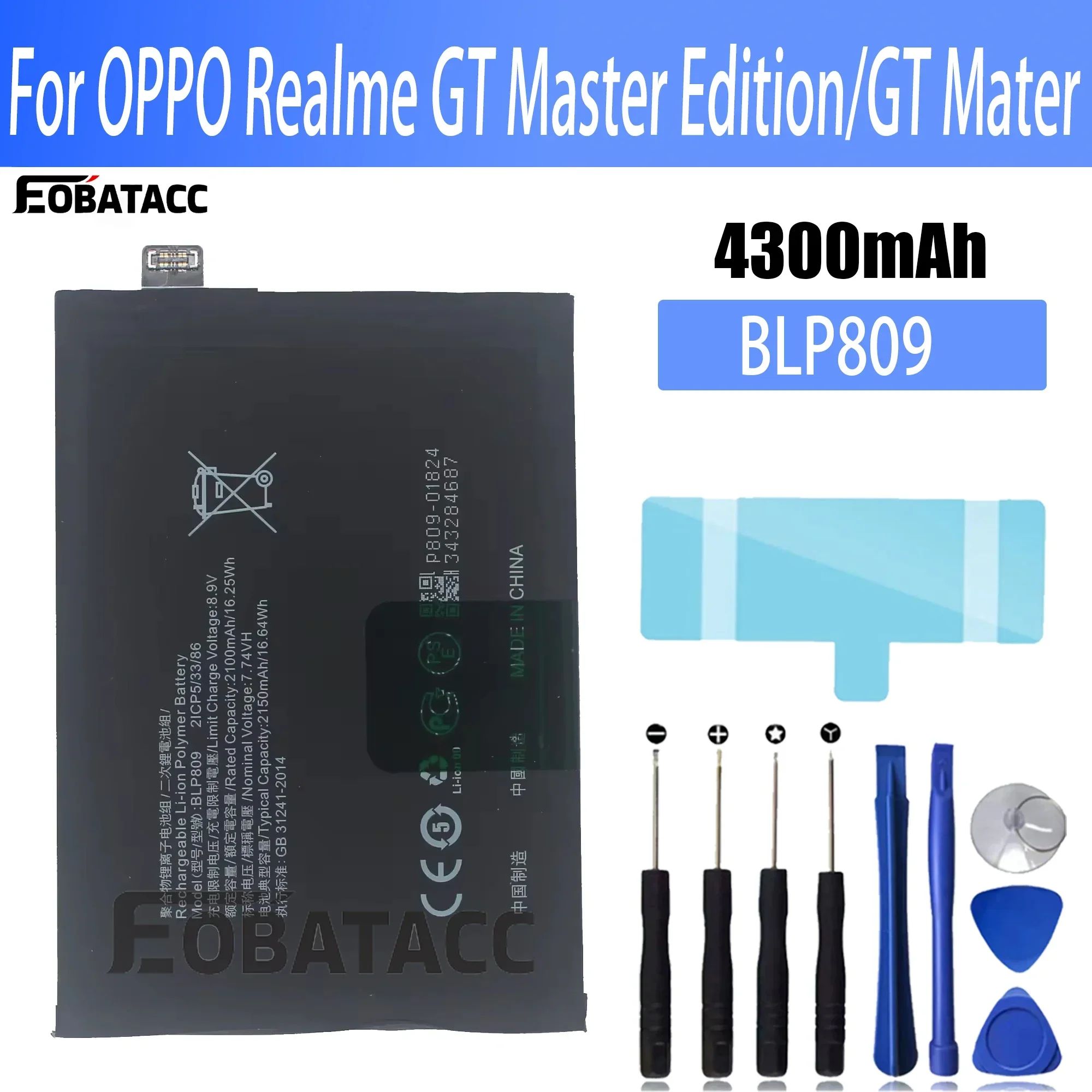 

100% New Original Battery BLP809 For OPPO Realme GT Master Edition/GT Mater Battery + Free Tools