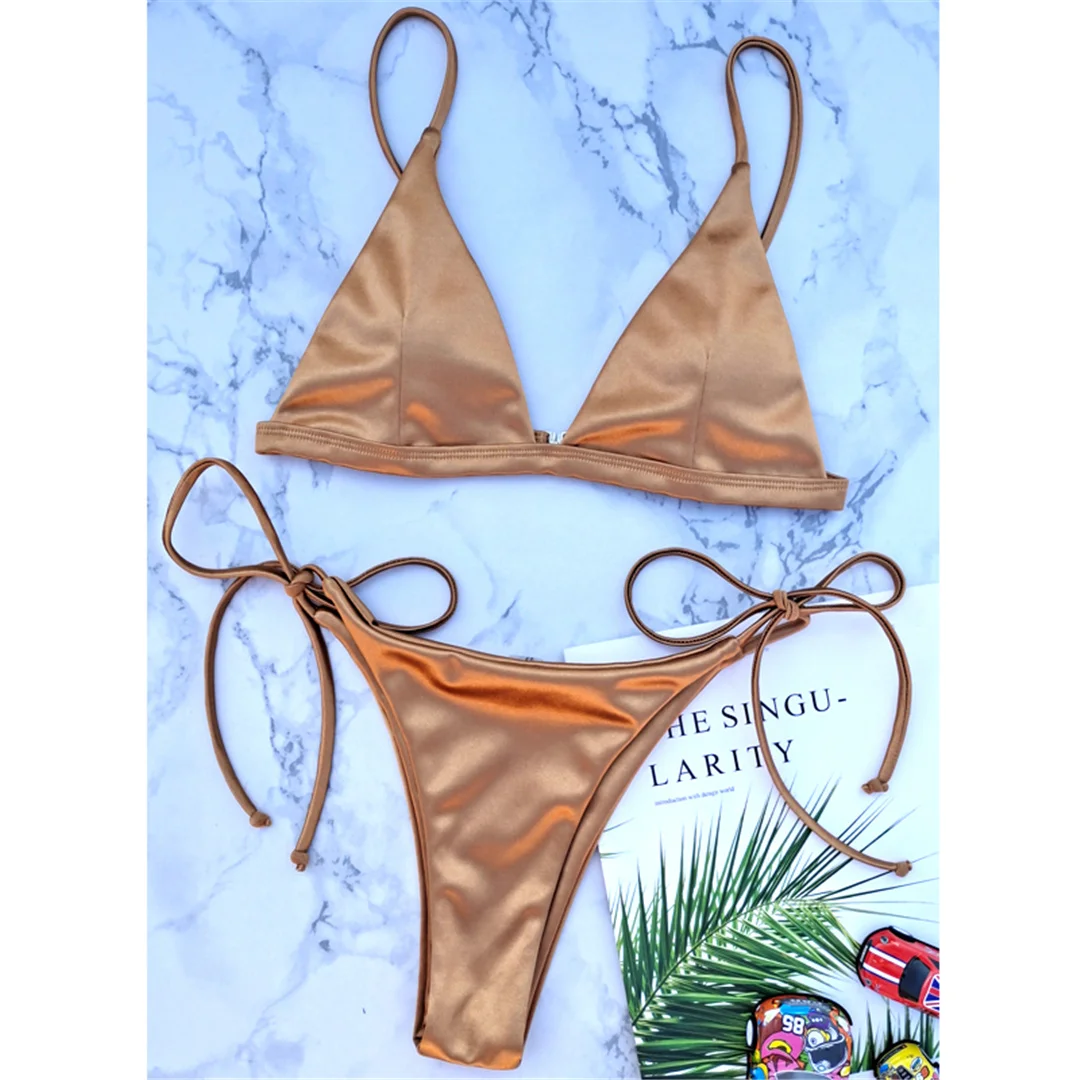 5 Farben Satin High-Leg-Cut Brasilianisches Zweiteiler-Bikini-Set Bikini Damen-Badeanzug Badebekleidung Frauen-Badebekleidung Bather Swim V4964 – Detail 27