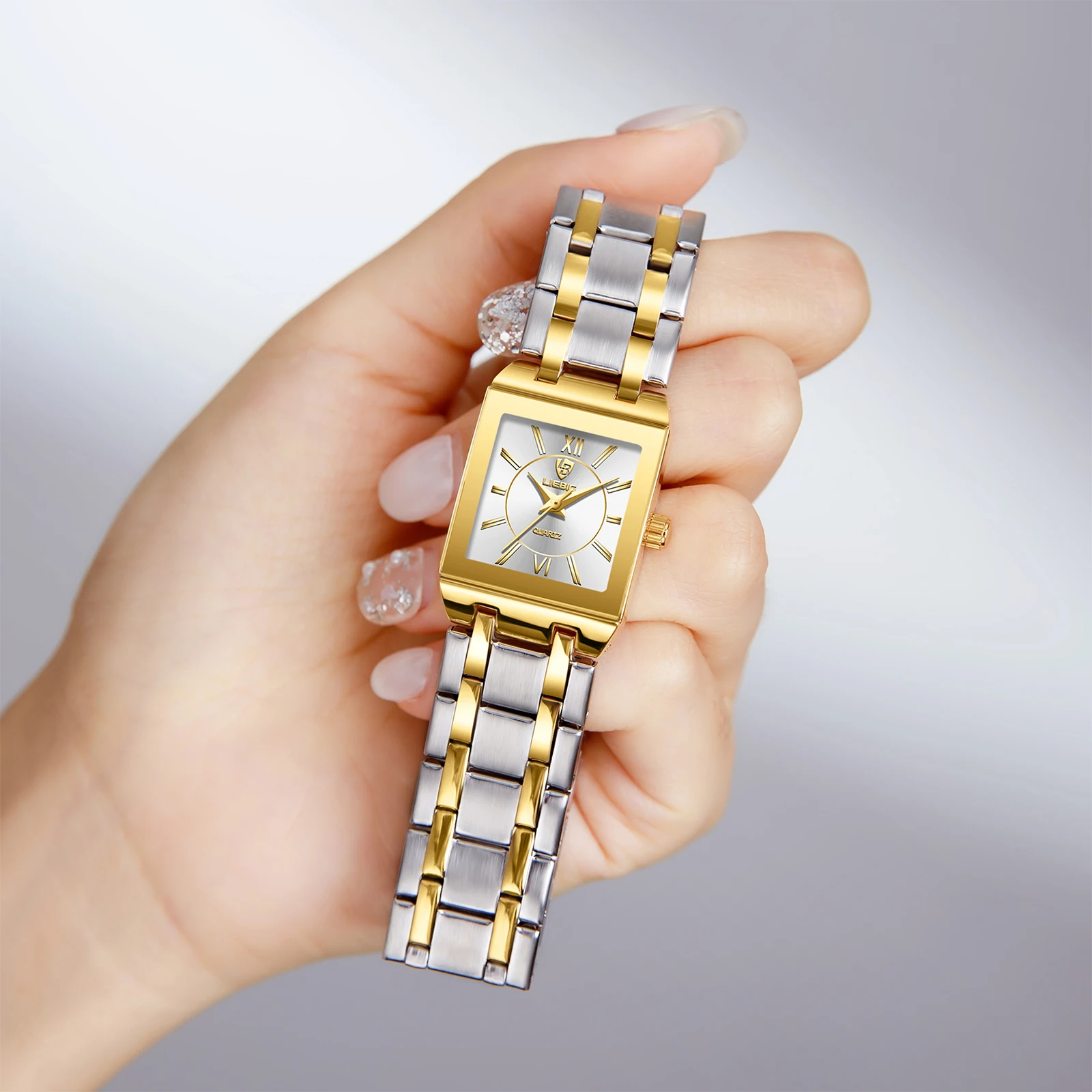 

LIEBIG Роскошные золотые кварцевые наручные часы для женщин и девочек, мужские модные 30 м, водонепроницаемые женские и мужские часы Relogio Feminino