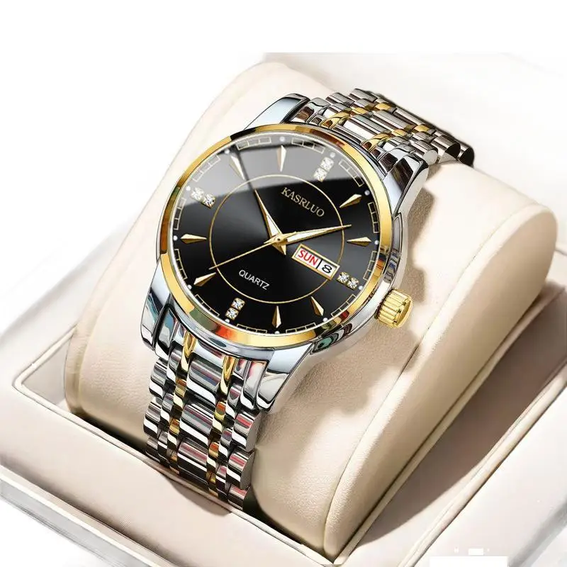 

Водонепроницаемые мужские часы в деловом стиле со светящимся календарем, мужские спортивные часы из нержавеющей стали