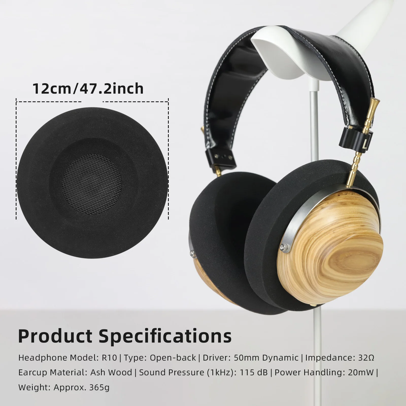 سماعات رأس خشبية من Geekyaudio مكبر صوت 50 ملم شبه مفتوح من الخلف سماعات خشبية شمعية بيضاء مع مضفرة من النايلون 5 النواة /ZMF Caldera