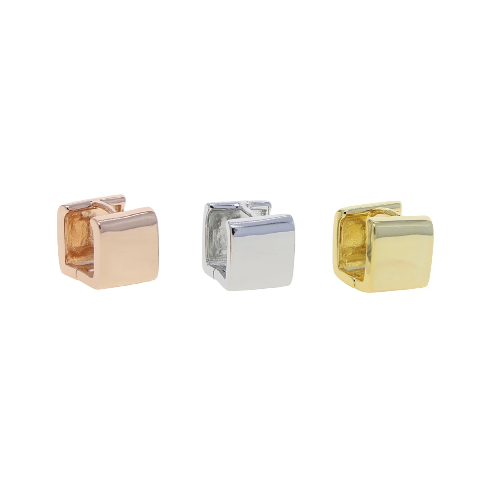 Punk Geometric Square Hoop Earring Mental Brass with Gold/Rose Gold/Platinum Plated Color Personality Women Fashion Jewelry Rock