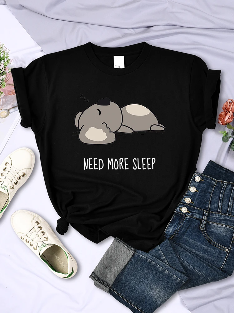 Little Bear Who Need More Sleep Printing Women\'s Tee Shirts Summer Vintage Clothing Leisure t Shirts Oversize Women\'s t-Shirts