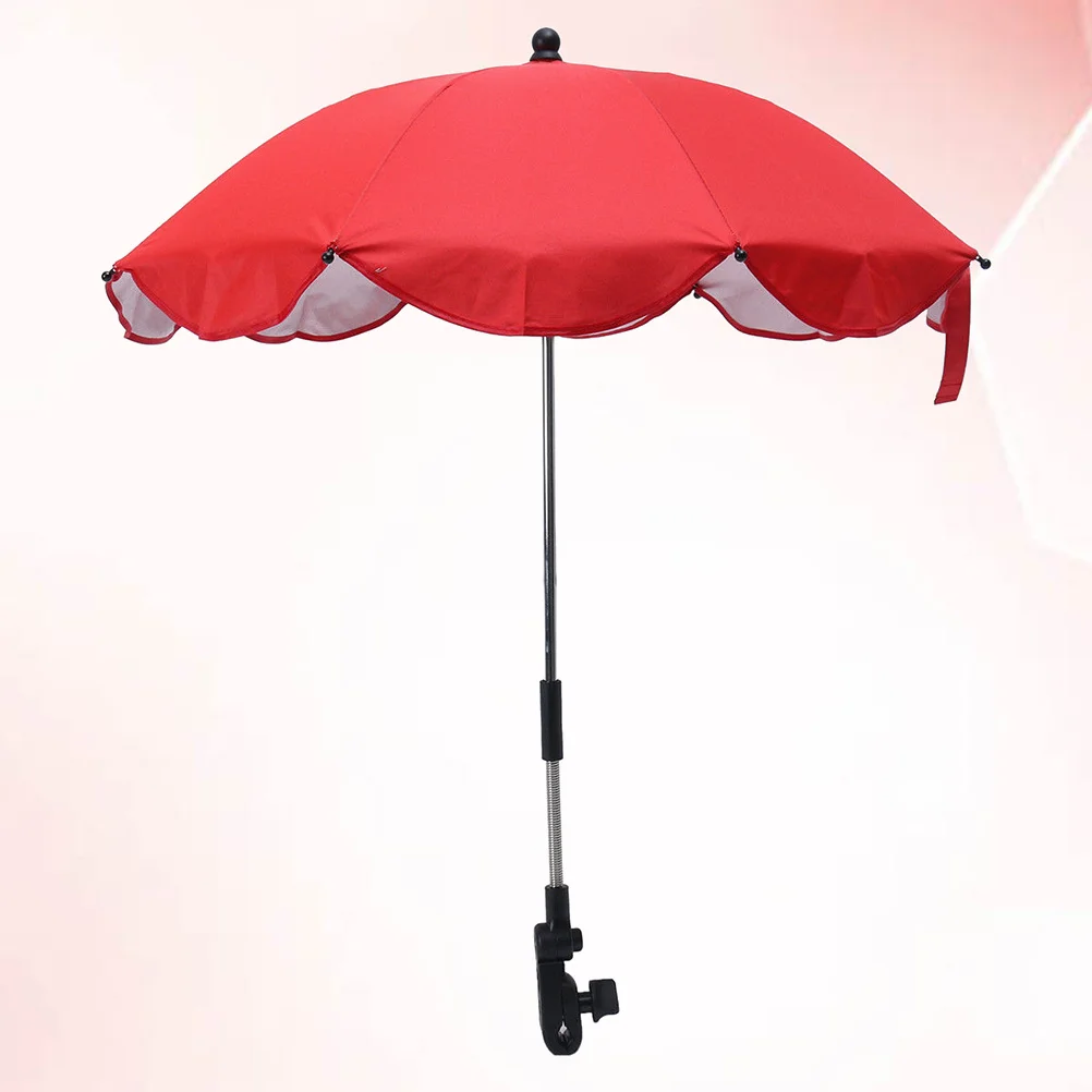 مظلة لعربة الأطفال مشبك قابل للتعديل مقبض منحني مرن متعدد المشهد للحماية من الشمس عربة يدفع باليدين مظلة أزرق فاتح 35.5 سنتيمتر