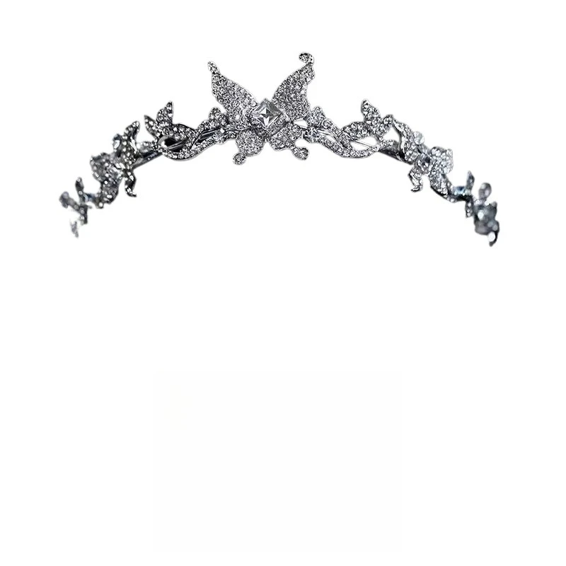 

Smart Butterfly Ear Clips Shiny Rhinestone Headband Crown Princess Wedding Dress Accessories