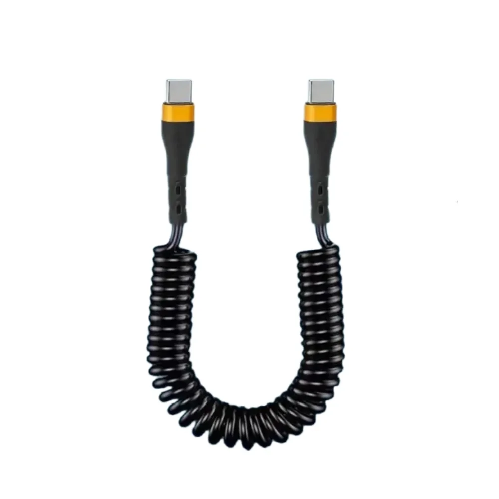 Kabel PD 120W Typ C, sprężynowy, teleskopowy, ładowarka samochodowa do telefonu, kabel USB C do USB Typ C do Macbooka, iPhone'a 16, Samsunga, Huawei, Xiaomi — zdjęcie 2