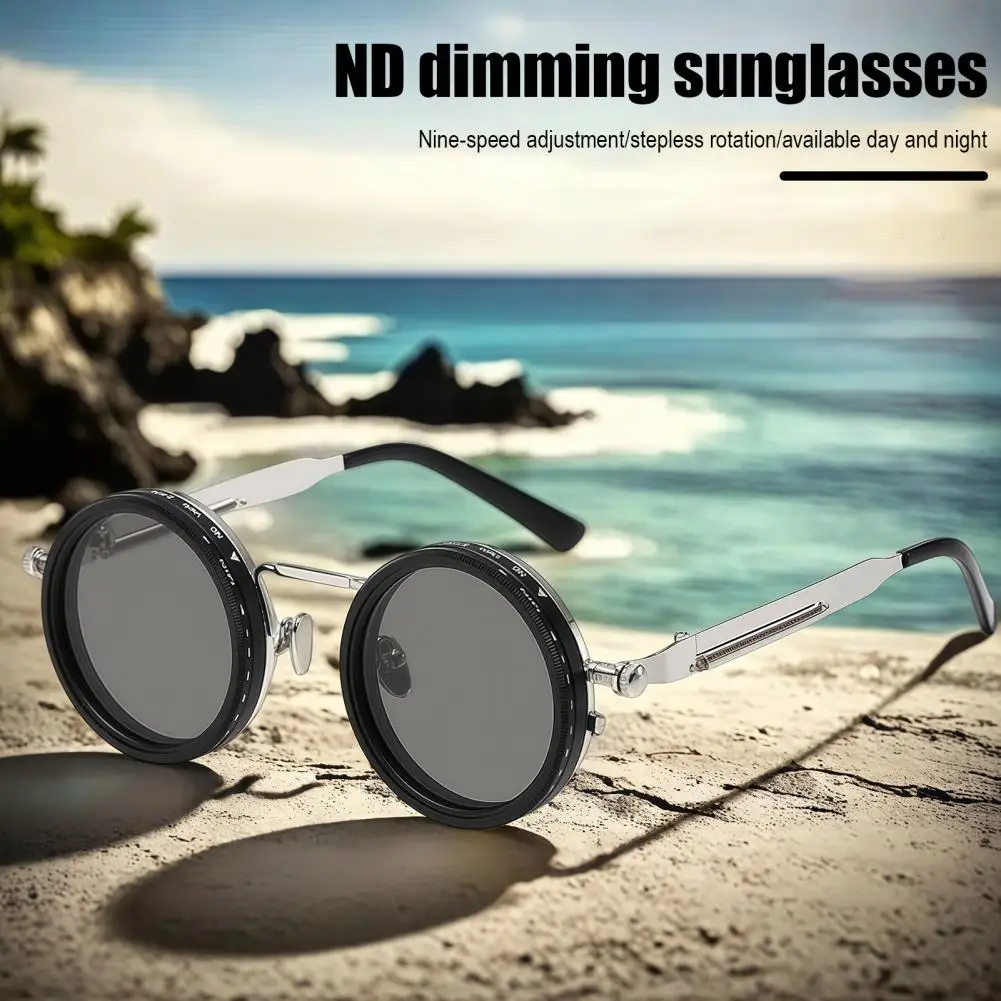 

Polarized Sunglasses Adjustable Tint 1-9 Gear Round Glasses with ND Filter Lenses for Men UV Protection Eyewear for Beach Travel