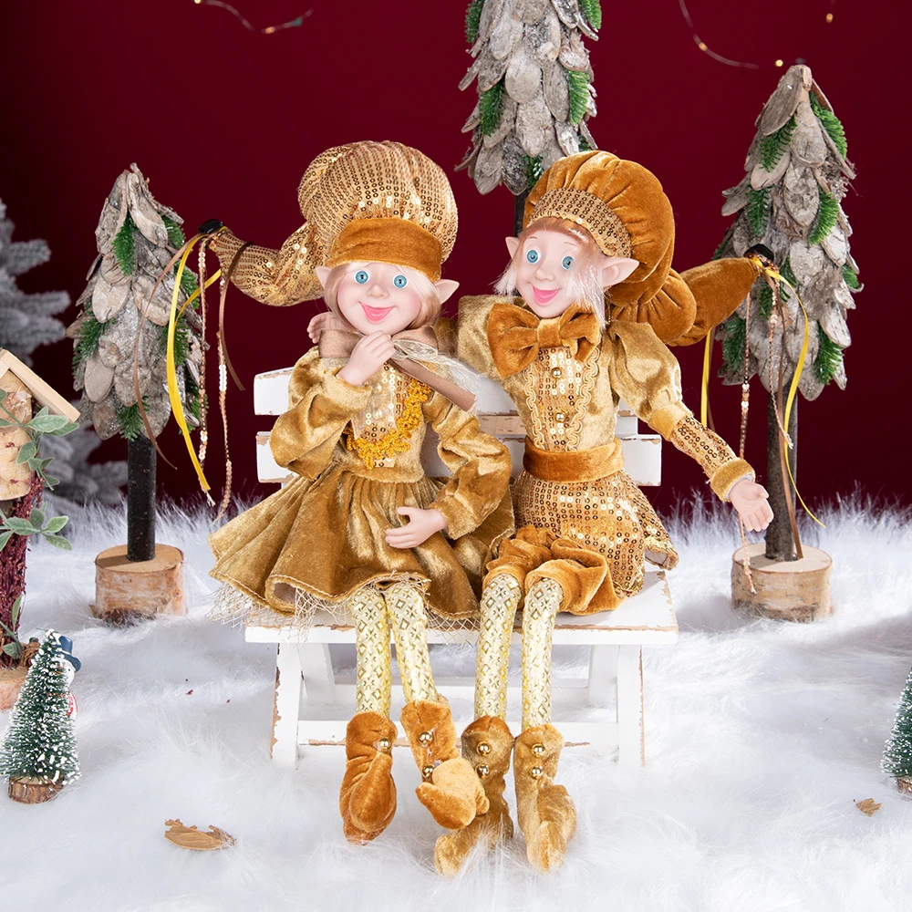 

2025 Year Christmas Elves Plush Elf Doll Xmas Decoration Navidad New Year Gifts Tree Hanging Ornaments Children Cute Toys