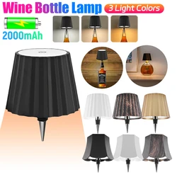 Mini lampe de table en forme de bouteille sans fil, commande tactile, 3 couleurs, intensité variable, veilleuse pour restaurant, bar, vin, HI, lampe de décoration de bureau