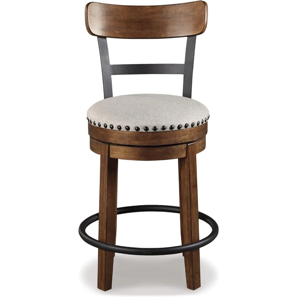 Valebeck Rustic Farmhouse 24.5” Counter Height Swivel Bar Stool, Brown