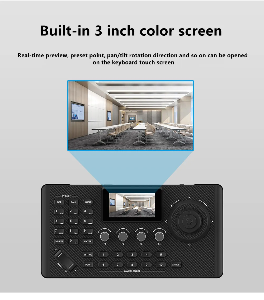 NDI |   HX3 LCD 3 pouces écran couleur 4D multi-fonction PTZ contrôle réseau clavier HDMI sortie vue bouton de verrouillage à un bouton