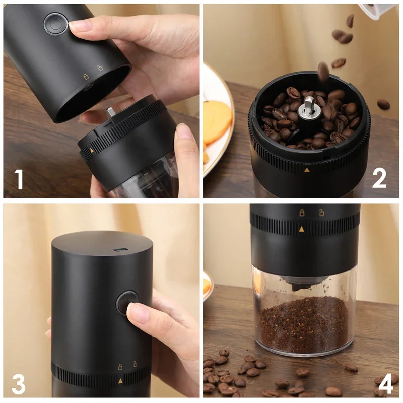 Mini moedor de café elétrico USB portátil para casa - Moinho automático para grãos de café, nozes, ervas, grãos