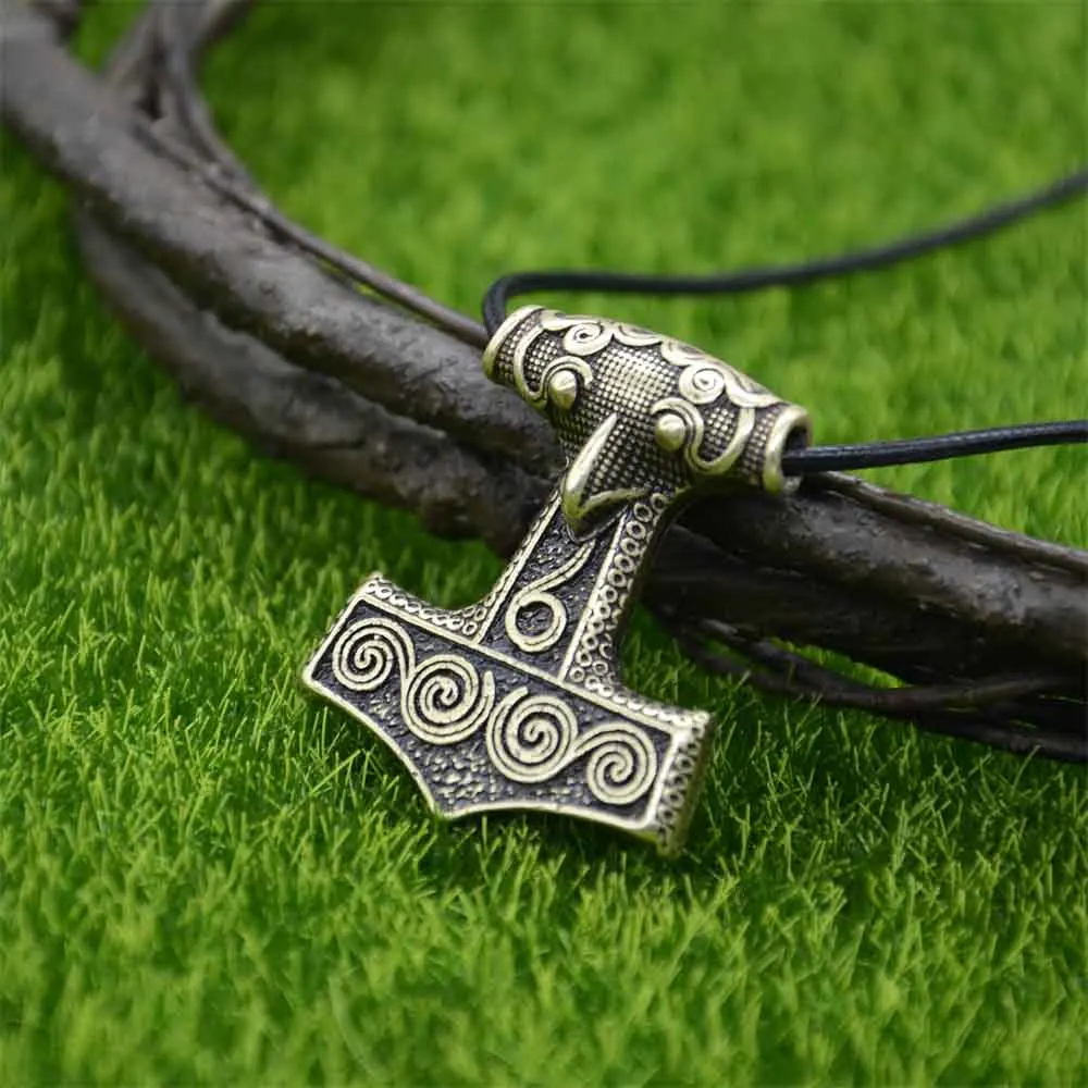 Thor Hammer Mjolnir Jewelry Odin Raven Amulet Talisman Viking Pendant Necklace